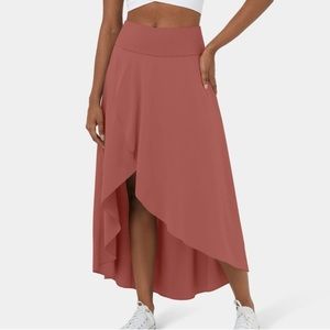 NWT Halara Breezeful  High Waist High Low 2 in 1 Maxi Skirt Flame Red Medium